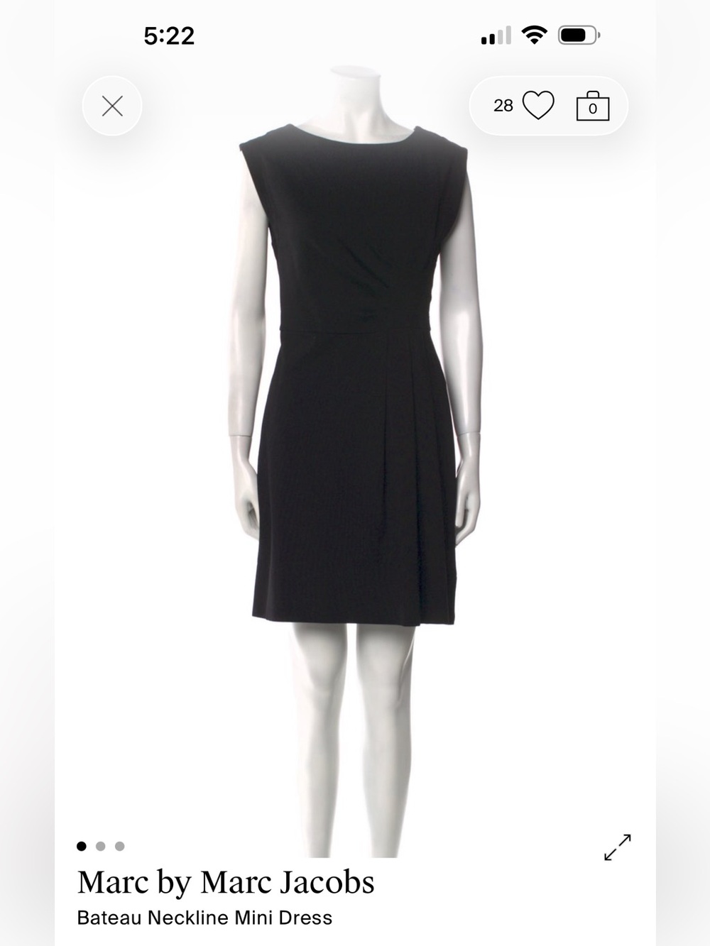 Marc by Marc Jacobs Little Black Dress with Subtle Pleat